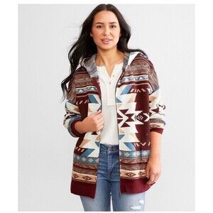 Wrangler Aztec-Inspired Cardigan in Red and Blue